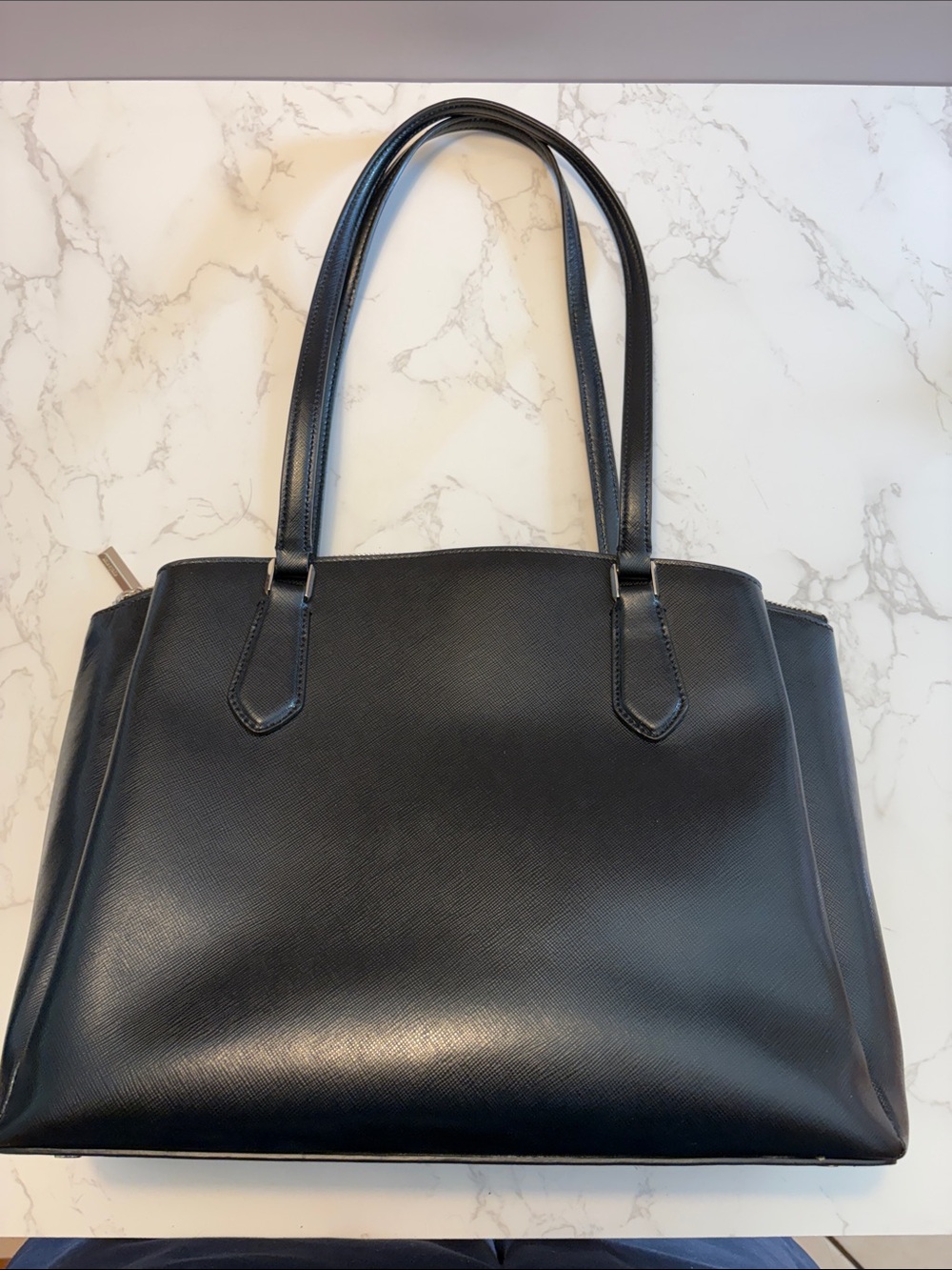 kate spade Black Leather purse bag  “booked large work tote bag” style Pxr00332 - Picture 8 of 15